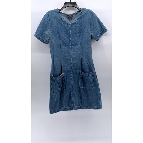 ROUTE 66 ORIGINAL CLOTHING CO Women’s Blue Denim Scoop-Neck Dress SZ 10 - Picture 2 of 14